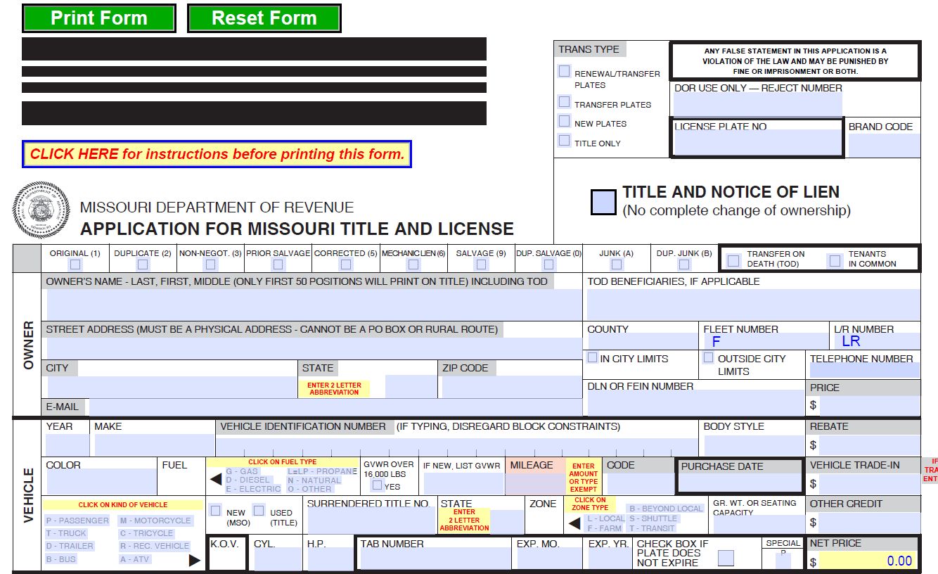 How To Title A Vehicle In Missouri